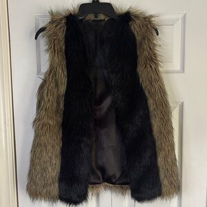 Elegant Faux Fur Vest in Black and Brown
